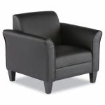 Alera Reception Lounge Series Club Chair, Black/Black Leather (ALERL23LS10B)