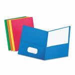 Twin-Pocket Portfolio, Embossed Paper, Assorted Colors, 25/Box (OXF57513)