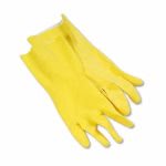 Boardwalk Flock-Lined Latex Cleaning Gloves, Large, Yellow, Dozen (BWK242L)