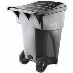 Rubbermaid 9W22 Brute 95 Gallon Heavy-Duty Rollout Trash Can, Gray (RCP9W22GY)