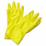 Boardwalk Flock-Lined Latex Cleaning Gloves, XL, Yellow, 12 Pair (BWK242XL)