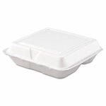 Dart Carryout Food Container, Foam, 3-Comp, White, 200 Containers (DCC80HT3R)