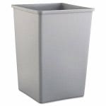 Rubbermaid Commercial Untouchable Square Waste Receptacle, Plastic, 35 gal, Gray (RCP3958GRA)
