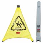 Rubbermaid 9S00 Multilingual "Caution" Pop-Up Safety Cone, Yellow (RCP9S00YEL)