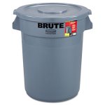 Rubbermaid Brute 32 Gallon Round Trash Can with Lid, Gray (RCP863292GRA)