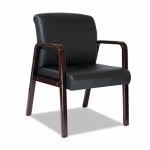 Alera Reception Lounge Series Guest Chair, Mahogany/Black Leather (ALERL4319M)