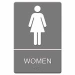 U.S. Stamp & Sign Women ADA Restroom Sign, Gray, Each (UST 4816)