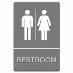 U.S. Stamp & Sign Restroom 2 ADA Compliant Sign, Gray/White, Each (UST 4812)