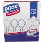 Dixie Plastic Heavyweight Soup Spoons, White, 100 Spoons (DXESH207)