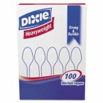 Dixie Heavyweight Plastic Teaspoons, White, 100 Teaspoons (DXETH207)
