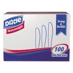 Dixie Plastic Cutlery, Heavyweight Knives, White, 100/Box (DXEKH207)