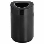 Safco Open-Top Round Waste Receptacle, Steel, 30gal, Black (SAF9920BL)