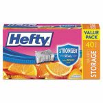 Hefty Slider Bags, Storage, 1 qt, Clear, 40 Bags/Box (RFPR81240)