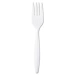 Dixie Plastic Cutlery, Mediumweight Forks, White, 1000/Carton (DXEPFM21)