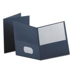 Oxford Twin-Pocket Folder, Embossed Leather Grain Paper, Dark Blue (OXF57538)