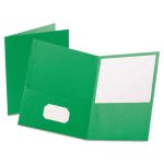 Oxford Twin-Pocket Folder, Embossed Leather Grain Paper, Light Green (OXF57503)