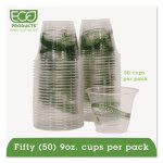 GreenStripe Compostable 9 oz. Cold Drink Cups, Clear, 50 Cups (ECOEPCC9SGSPK)