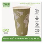World Art Compostable Hot Cups, 16 oz., Green, 600 per Carton (ECOEPBNHC16WD)