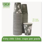 World Art Compostable 12 oz. Hot Cups, 12 oz, Green, 50/Pack (ECOEPBHC12WAPK)
