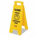 Rubbermaid 611278 Multilingual "Closed" Floor Sign, Yellow (RCP611278YEL)