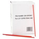 GEN Coffee Stirrers, Plastic, 5 1/4", Red/White, 10,000 Stirrers (GENSIPSTIRST)
