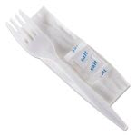 GEN Wrapped Cutlery Kit, 6 1/4", Fork/Napkin/Salt, White, 500/Carton (GEN3KITMW)