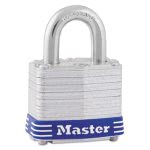 Master Lock Four-Pin Tumbler Laminated Steel Lock w/2 Keys, Silver/Blue (MLK5D)