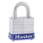 Master Lock Four-Pin Tumbler Lock w/2 Keys, Steel Body, Silver/Blue (MLK7D)