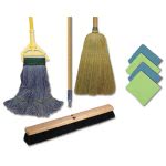 Boardwalk Cleaning Kit, Mop, Handle, Push Broom, Maids Broom (BWKCLEANKIT)