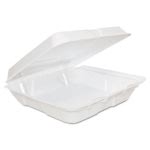 Dart Foam Hinged Lid Containers, 8 x 8 x 2 1/4, White, 200/Carton (DCC80HT1R)
