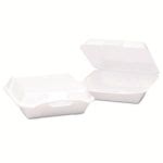 Genpak Hinged-Lid Foam Carryout Containers, White, 200 Containers (34780115)
