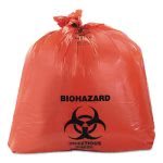 45 Gallon Red Biohazard Bags, 40x45, 3 mil, 75 Bags (HERA8046ZR)