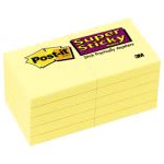 Post-it Super Sticky Notes, 2 x 2, Yellow, 10 - 90 Sheet Pads (MMM62210SSCY)