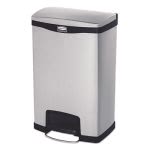 Rubbermaid Slim Jim 13 Gallon Step-On Trash Can, Stainless, Each (RCP1901992)