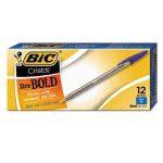 Bic Cristal Ballpoint Stick Pen, Blue Ink, Bold, Dozen (BICMSB11BE)