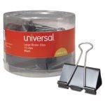 Universal Large Binder Clips, 1" Capacity, 2" Wide, Black, 12 Clips (UNV11112)