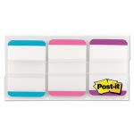 Post-it Tabs File Tabs, 1 x 1 1/2, Aqua/Pink/Violet, 66/Pack (MMM686LAPV)