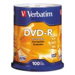 Verbatim DVD-R Discs, 4.7GB, 16x, Spindle, Matte Silver, 100/Pack (VER95102)