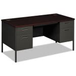 Hon Double Pedestal Desk, 60w x 30d x 29-1/2h, Mahogany/Charcoal (HONP3262NS)