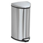 Safco 7 Gallon Waste Receptacle, Triangular, Stainless Steel, Chrome (SAF9686SS)