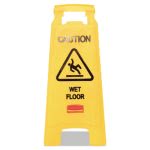 Rubbermaid 611277 "Caution Wet Floor" 2-Sided Floor Sign, Yellow (RCP611277YW)