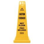 Rubbermaid 4-Sided Wet Floor Safety Cone, Yellow, 1 Each (RCP627777)