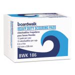 Boardwalk Heavy-Duty Scour Pads, Green, 6" x 9", 15 Pads/Carton (BWK186)