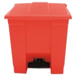Rubbermaid 6143 Indoor Step-On Waste Container, Square, 8 Gal, Red (RCP6143RED)