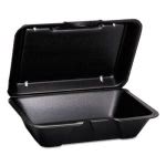 Genpak Hinged-Lid, No Vent, Foam Carryout Containers, Deep, Black (34782055)