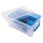 Divided Storage Box, Clear with Blue Tray, 10 3/8 x 14 1/4 x 6 1/2 (AVT37371)