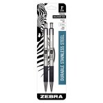 Zebra F-301 Retractable Ballpoint Pen, Black Ink, Fine, 2 per Pack (ZEB27112)