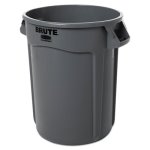 Rubbermaid Brute 32 Gallon Round Vented Trash Can, Gray (RCP263200GY)