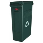 Rubbermaid 23 Gallon Slim Jim Recycling Can w/Vents, Green (RCP 3540-07 GRE)