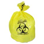 30 Gallon Yellow Biohazard Garbage Bags, 43x30, 1.3 mil, 200 Bags (HERA6043PY)